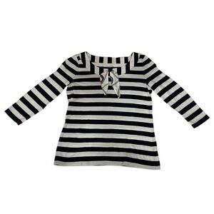 Talbots Blouse Women's‎ Petite Pima Cotton Nautical Coastal Striped Shirt
